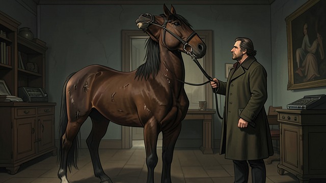 The Tightened Carriage Rein from "Black Beauty". The Tightened Carriage Rein Display over Comfort Ginger’s head is held high for a stylish turnout, despite soreness in her mouth and neck.