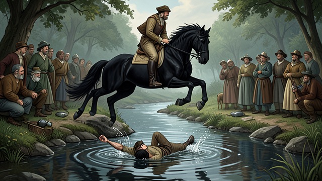 The Fatal Leap from "Black Beauty". The Fatal Leap A Dangerous Crossing The hare runs toward the brook, and riders follow at speed over the bank.