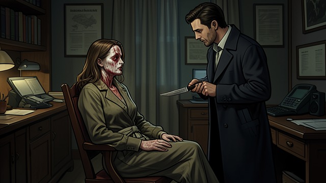 Bound in the Office from "The Exception". Bound in the Office A hostage and a target Jada wakes tied to a chair in Cane’s office, injured and gagged.