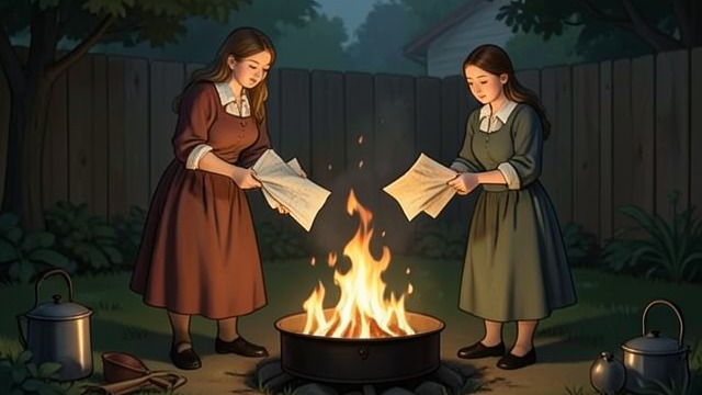 Letting the Past Burn from "The Exception". Letting the Past Burn A chosen ritual Jada and Kari burn the photographs in a backyard fire.