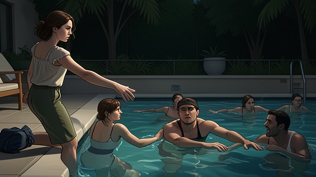 The Swimming Pool from "Other People". The Swimming Pool Others Enter the Water Mary watches her housemates swim, play, and move freely in the pool.