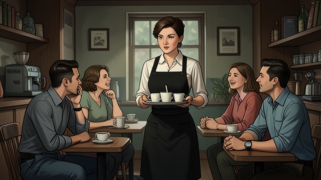 A Working Routine from "Other People". A Working Routine The Café Community Mary learns the café’s rhythm, from breakfast orders to the afternoon washing-up.