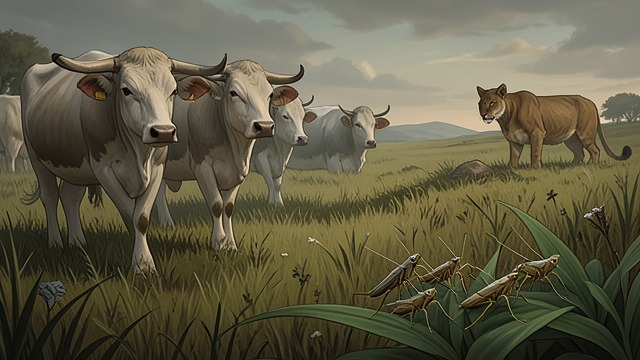 The Animal Balance from "Earth Abides". The Animal Balance An unsettled landscape Cattle expand, grasshoppers consume vegetation, and mountain lions flourish while prey is abundant.
