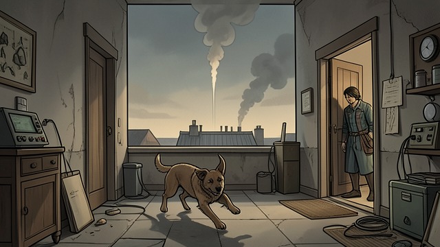 The Distant Smoke from "Earth Abides". The Distant Smoke A sign of life A thin smoke column and then a light suggest that another person lives nearby.