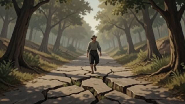 Roads Become Landforms from "Earth Abides". Roads Become Landforms Maintenance ends Trees fall, floods carry sand across pavement, and vegetation enters the cracks.