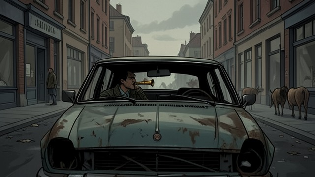 A Search by Horn from "Earth Abides". A Search by Horn Calling into silence Isherwood Williams drives through the region, sounding his horn in hopes that someone will answer.