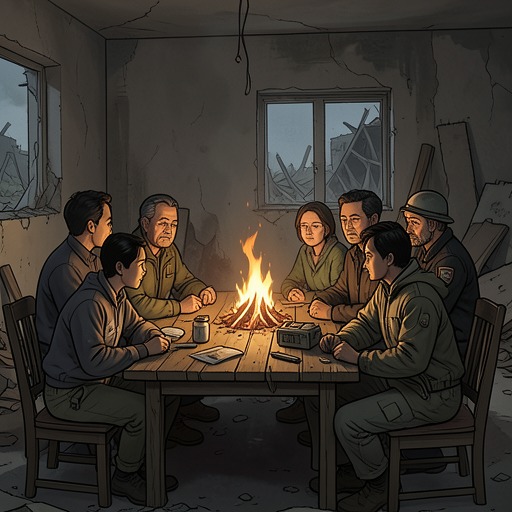 The Tribe Learns to Remember from "Earth Abides". This flow follows the emotional and communal work of remembering births, deaths, and shared years after ordinary calendars and institutions disappear.