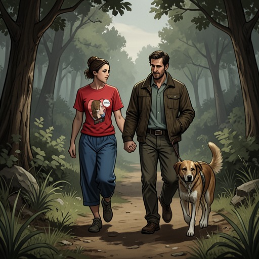 Princess and the Isolated Man from "Earth Abides". This flow follows Princess’s transformation from an unexpected stray into Isherwood Williams’s companion and a link between human life and the wild.