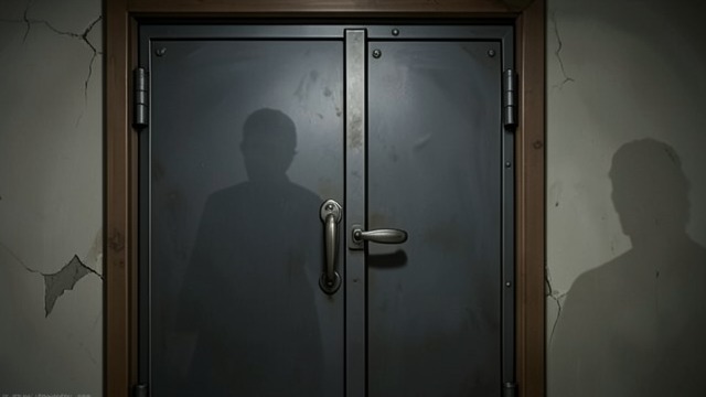 The Door That Cannot Open from "Panic Room". The Door That Cannot Open A one-way design The steel door is expected to open from the inside, yet it remains sealed.