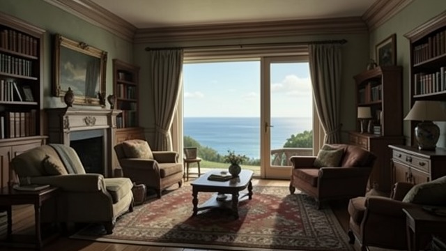An Empty House from "Panic Room". An Empty House Spaciousness and silence The house’s open rooms and sea views initially seem to offer freedom.