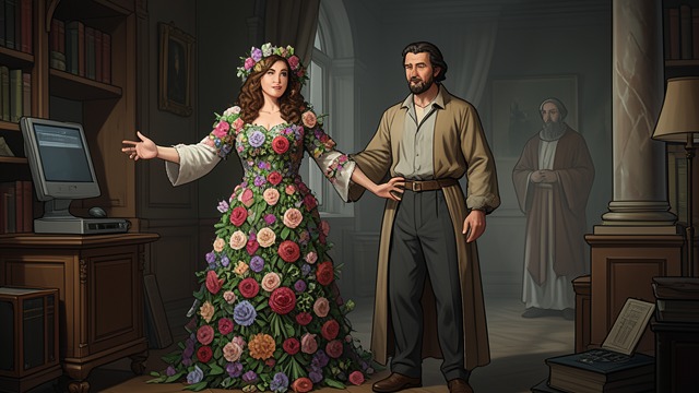 A Wife from Flowers from "Mabinogion". Blodeuwedd Is Created A magical marriage Math and Gwydion form Blodeuwedd from flowers and make her Llew’s wife.
