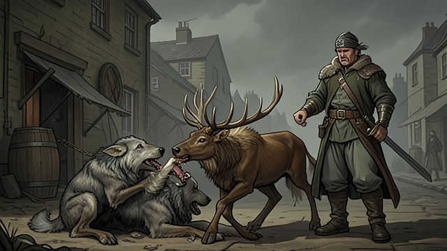 A Courtesy Breached from "Mabinogion". Arawn Challenges Pwyll A sharp rebuke Pwyll takes possession of a stag brought down by Arawn’s hounds.