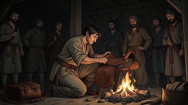 手艺与克制,《马比诺吉昂》中的场景。谋生 技艺取代身份 马纳维丹自学制作精良的马鞍、盾牌和鞋子。他的手艺让他在几座城镇都取得成功。 拒绝轻易诉诸暴力 当地工匠因他抢走生意而威胁他时,马纳维丹选择离开,而不是动手打斗。他一再克制,维护了同伴们的声誉,也为日后返乡留下了可能。