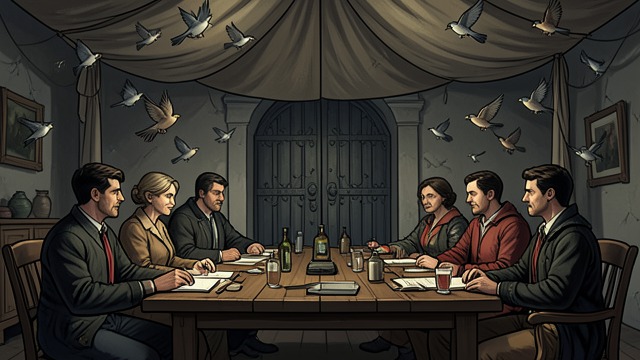 Seven Years at Harlech from "Mabinogion". Grief Temporarily Suspended A feast and strange music The survivors stop at Harlech, where extraordinary birds sing while they feast.