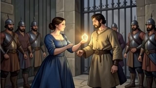 A Hidden Refuge from "Mabinogion". Luned Takes a Risk Help offered to a stranger Luned gives Owain an invisibility ring and leads him away from the gate where the household intends to kill him.
