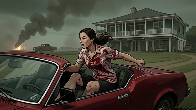 The House Is Lost from "American Woman". The House Is Lost Flight from the Shooting After the robbery, Yvonne returns bloodied, and Juan insists that everyone hurry back to the farmhouse.