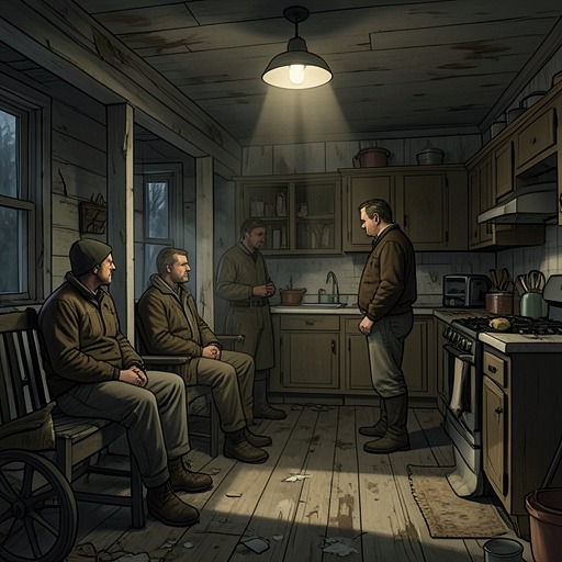 The Farmhouse Ascent and Fall from "American Woman". This flow traces the survivors’ fragile recovery at the farmhouse, their new routines, the robbery plan, and the violent end of the refuge.