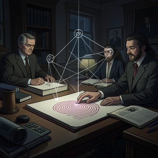 The Federal Agent’s Search from "American Woman". This flow follows the investigation from a physical fingerprint to the social network that exposes the fugitives’ hiding places.