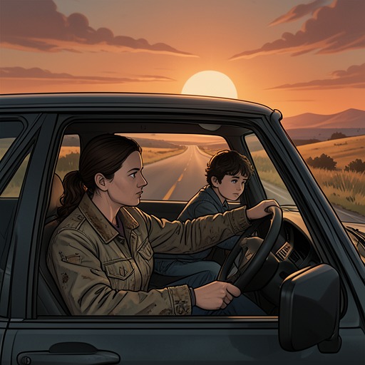 The Cross Country Flight from "American Woman". This flow follows Jenny and Pauline’s escape from the farmhouse, their uneasy partnership on the road, and their return to California.
