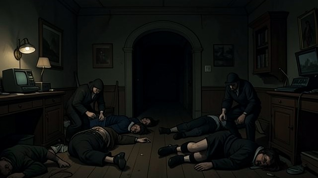 The Dead Break Loose from "Homunculus". Consequences Escape the Lab A hidden passage opens Corpses stored beneath Narbondo’s laboratory stir amid the conflict and pour into the house.