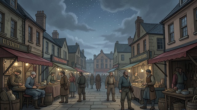 Aerial Wonders Among Streets from "Homunculus". The Extraordinary in Everyday Space Markets and laboratories St. Ives, Kraken, and the conspirators move through markets, pubs, workshops, and hidden rooms.