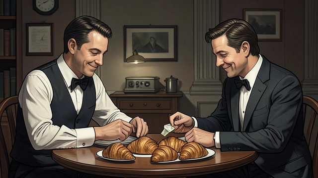 The Croissant Scholarship from "Promise at Dawn". The Croissant Scholarship A waiter’s generosity At the Capoulade, the narrator eats several croissants while paying for very little.