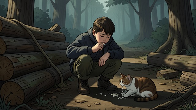 The Safe Woodpile from "Promise at Dawn". The Safe Woodpile Escape from the crowd The boy hides among stacked logs, seeking a private world beyond the neighbors’ contempt.