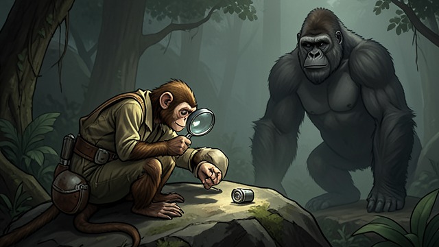 Fleas Under Magnification from "My Father's Dragon". A Serious Search The distraction Gorilla’s monkeys cannot locate fleas until Elmer gives them magnifying glasses.