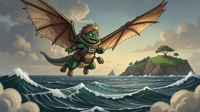 Choosing the Shore from "My Father's Dragon". Flight on His Own Terms The invitation Baby Dragon asks Elmer where they should go and carries him toward Island of Tangerina.