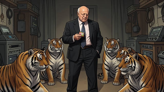 Facing Seven Tigers from "My Father's Dragon". Thinking Under Threat A frightening circle Seven Tigers surround Elmer and openly discuss eating him. He recognizes that arguing or fighting would be useless.