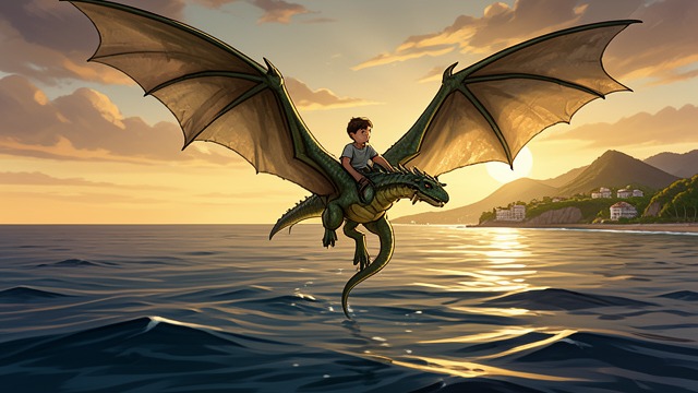 The Journey’s New Home from "My Father's Dragon". A Chosen Companionship Departure from the island Elmer leaves Wild Island aboard Baby Dragon, with no return to the hostile animals in sight.