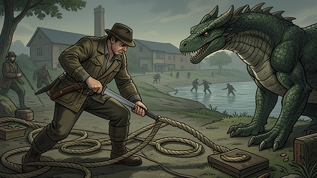 Cutting Through the Rope from "My Father's Dragon". Holding Steady Pressure at its peak Elmer cuts at the thick rope while Baby Dragon urges him to hurry and the pursuers close in.