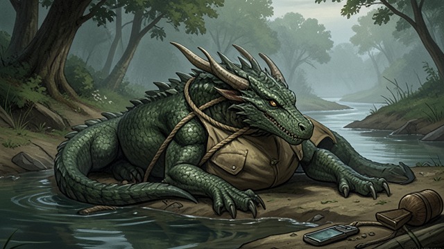 A Rope Around the Neck from "My Father's Dragon". Captivity Begins The restraint The animals tie The dragon’s rope around Baby Dragon’s neck after he falls injured near the river.