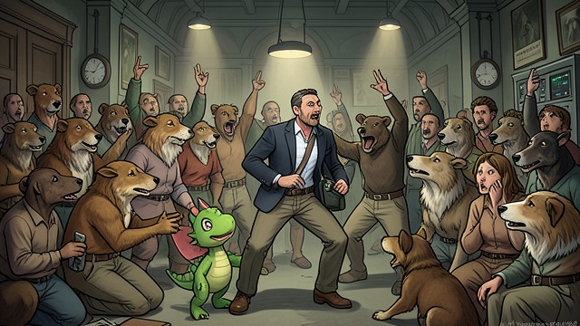 The False Enemy from "My Father's Dragon". A Mob Against a Rescuer The accusation Wild Boars lead animals shouting that an invasion is after Baby Dragon.