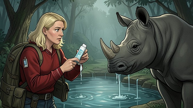 The Polished Tusk from "My Father's Dragon". A Promise of Beauty The danger Rhinoceros catches Elmer at a private weeping pool and threatens to drown him over the trespass.