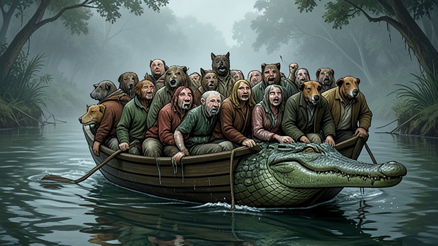 The Floating Parade from "My Father's Dragon". A Theory Unmade by Appetite The chase collapses The pursuing animals board the Crocodiles, but the lollipops and the Crocodiles’ movement carry them downriver…