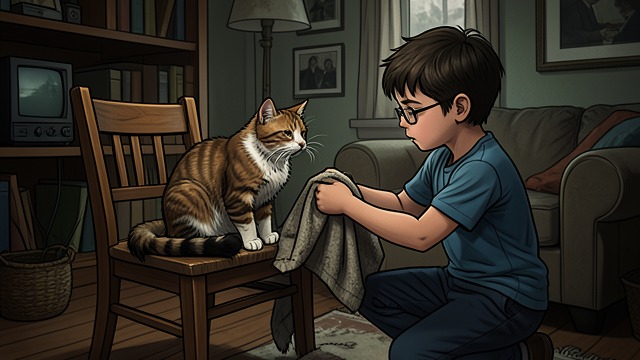 The Cat Comes Home from "My Father's Dragon". An Unwelcome Guest Elmer’s invitation Elmer brings Old Alley Cat home because she is cold and uncomfortable. The cat hopes for warmth and a saucer of milk.