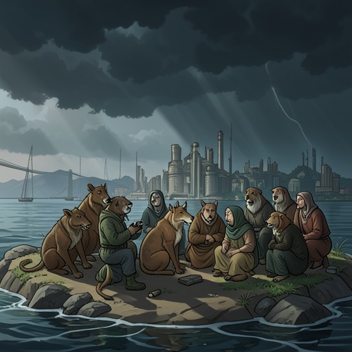 An Island of Different Needs from "My Father's Dragon". This flow explores how each animal’s private need redirects Elmer’s encounters and links comic distraction to the larger rescue.