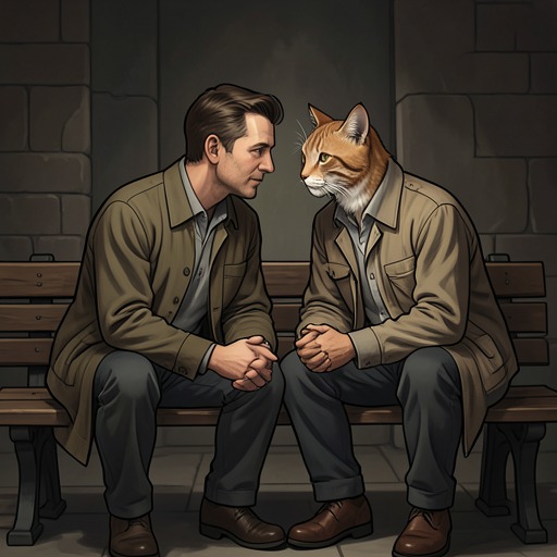 Elmer and Old Alley Cat from "My Father's Dragon". This flow follows the trust between Elmer and Old Alley Cat from a small act of care to the advice that enables a rescue.