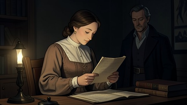 The Voice Reveals the Writer from "Cyrano de Bergerac". The Voice Reveals the Writer Reading in the dark Cyrano reads the old letter from memory as twilight makes its writing impossible to see.