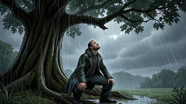 The Storm Changes Him from "How to Change Your Mind". Holding the Oak Fear in the branches A large mushroom dose, a high tree, and an approaching storm leave Stamets frightened and physically vulnerable.