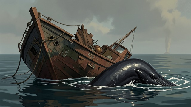 鲸类变得凶暴,《群》中的场景。水上袭击 新的危险 鲸类在克莱阔特湾袭击船只,导致苏珊·斯金格丧生,也让一桩局部异常演变成公共紧急事件。 莱昂·阿纳瓦克开始寻找袭击背后的原因,而不再把它们视为孤立事件。