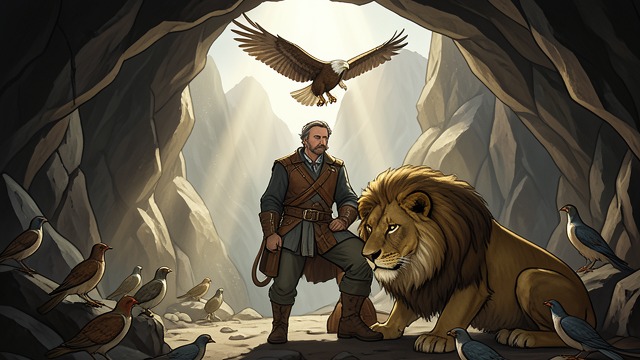 The Sign of Recognition from "Thus Spoke Zarathustra". The Sign of Recognition The eagle’s cry answered The eagle cries above Zarathustra as birds gather around him and a lion presses its head to his knee.