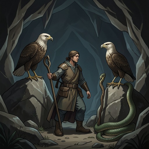 Zarathustra and His Eagle and Serpent from "Thus Spoke Zarathustra". This flow traces the animals’ role as witnesses, companions, interpreters, and limits on Zarathustra’s solitary self-understanding.