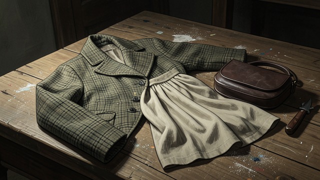 Clues in the Returned Clothes from "Maigret and the Dead Girl". Clues in the Returned Clothes A Coat and a Label The clothes Louise left behind include a cheap checked coat, handmade dress, and empty handbag.