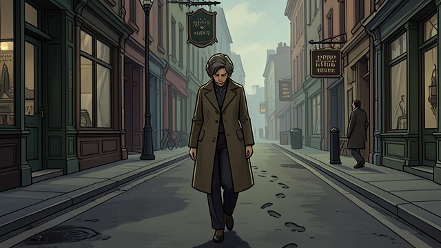 Walking Toward the Bar from "Maigret and the Dead Girl". Walking Toward the Bar A Route Across Paris A taxi driver sees Louise refuse a ride and walk away from the reception.