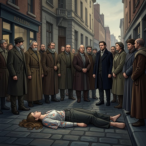 A Murder Concealed by a False Narrative from "Maigret and the Dead Girl". This flow traces the movement from the misleading first appearance of Louise’s death to the competing stories that reveal what really happened.