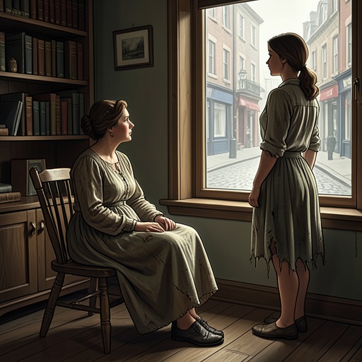 The Women Who Offer Rooms from "Maigret and the Dead Girl". This flow traces the different kinds of shelter offered by Madame Crêmieux and Elisabeth Coumar, where companionship and dependence coexist.