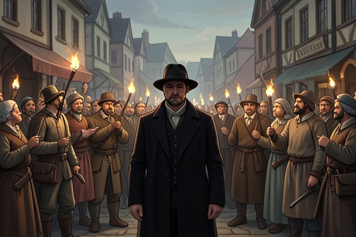 Scarsdale’s call for a village manhunt from "The Chemistry of Death". Scarsdale’s call for a village manhunt is the moment when Manham’s fear is turned into a public demand for self-directed action.