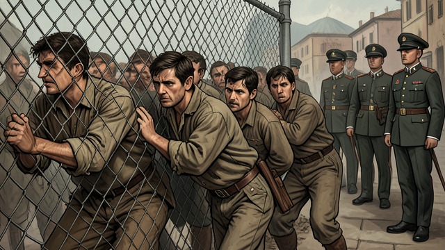Prisoners on Rab Island from "The Parallax View". Revolt in Captivity A camp uprising As Italy capitulates, Joe Jurani leads prisoners in revolt on Rab Island.